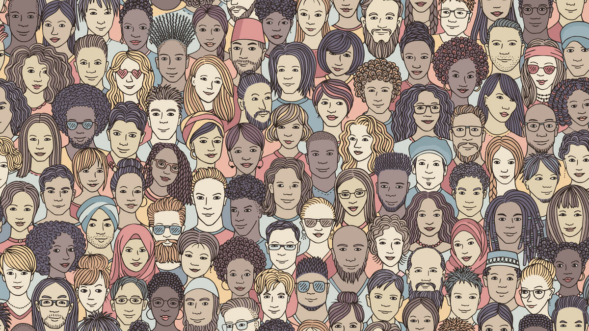 Diverse crowd of people illustration by franzidraws