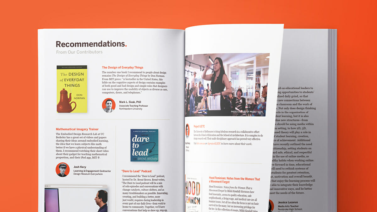 Open Magazine with Recommendations Header and Books