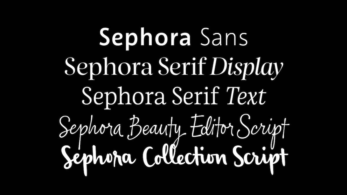 The word "Sephora" in different fonts