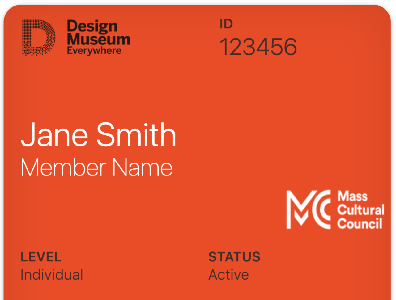 Orange museum membership card